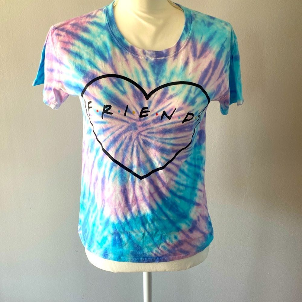 Friends tv Show Tie-Dye Heart Logo Tee Kids Large